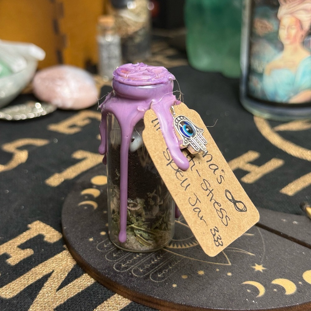 Purple Spell Jar with Eye Charm